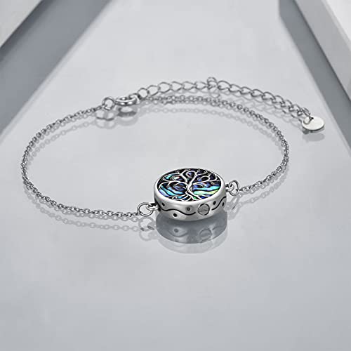 Urone Tree Of Life Urn Bracelet For Ashes 925 Sterling Silver Abalone Shell Tree Of Life Cremation Keepsake Pendant Locket Bracelet For Women #TOP3
