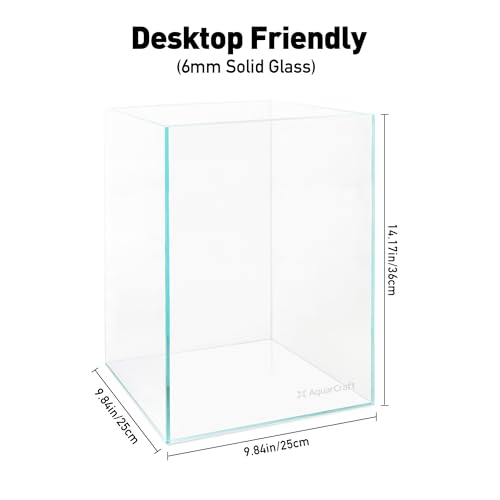 Image of 5.6 Gallon Rimless Aquarium, Tall Low Iron Glass Fish Tank | Ultra clear 6mm glass, 10 x 10 x 14.2 in vertical design for aquascaping, betta fish, shrimp tanks and planted setups