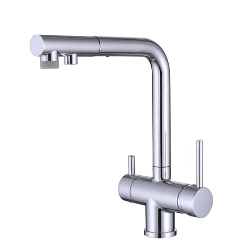 Robinet de cuisine à 3 voies mitigeur extensible eau filtrée laiton