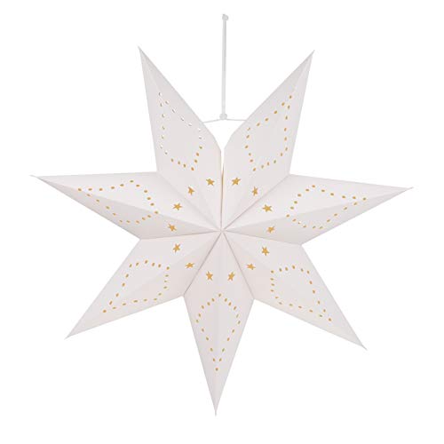 SEWACC Ausgeschnittener Papierstern Lampenschirm Hängende Papiersternlaterne Weihnachtssternpapierlaterne Dekorativer Weißer Pentagrammpapierlampenschirm Cover