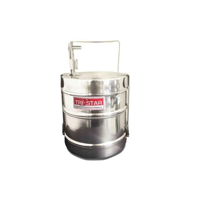 SDMAX 14” Stainless Steel Tiffin, 2 Tier Lunch Box, Leakproof, Large and Portable, Classic Tiffin, Dishwasher Safe, Durable Construction, Tiffin Boxes for Adults
