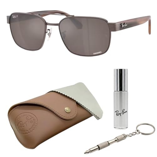 Image of Ray-Ban RB3751CH CHROMANCE POLARIZED Square-Round Shape Sunglasses for Men & Women with Official Eyewear Kit