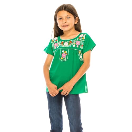 Image of unik Girls Cotton Embroidered Floral Blouse for Birthdays, Cultural Events, Cinco De Mayo
