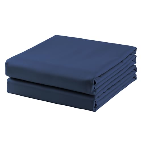 2-Pack Cotton TwinXL Flat Sheet Only, 600 Thread Count 100% Egyptian Cotton Top Sheet, Cool & Breathable Flat Bed Sheets Wrinkle, Fade, Stain Resistant (Navy Blue TwinXL 2Pack)