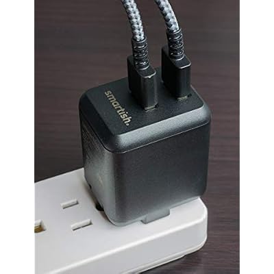 Smartish 2 Port USB Wall Charger - Charge Shack Maximum Speed 4.8 Amp Quick Charger Compatible with iPhone Android and All USB Devices (Silk) - Black