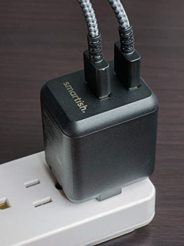 Image of Smartish 2 Port USB Wall Charger - Charge Shack Maximum Speed 4.8 Amp Quick Charger Compatible with iPhone Android and All USB Devices (Silk) - Black