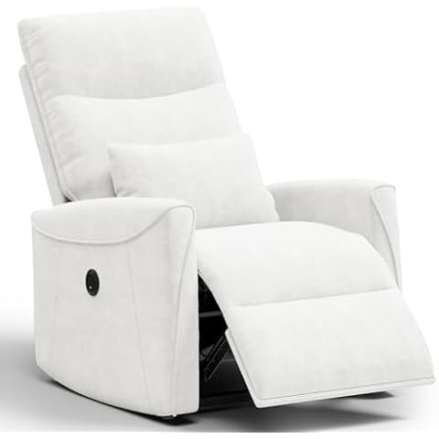 MECHYIN Power Recliner Chair, Adjustable Electric Recliner, Reclining Sofa Chairs for Adults, Small Recliners for Living Room, USB & Type C Charging Ports (Beige White) Cover