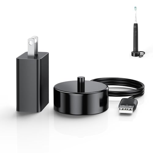 Replacement Charger Base Compatible with Philips Sonicare 5900 5500 5300 4100 3100 2100 1100 Series Rechargeable Electric Toothbrush HX3681 Power Brush USB Waterproof Charging Base Power Cord - Black
