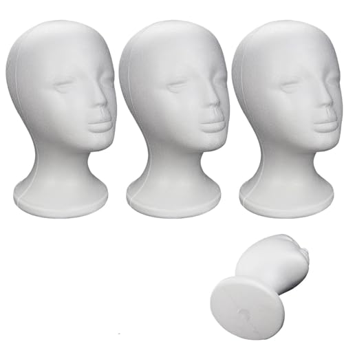 Mannequin En Mousse De Polystyrène Pour Femme, Lot de 3 Tête De Mannequin Pour Perruque, Support Pour Perruques Et Chapeaux, Accessoires Pour La...