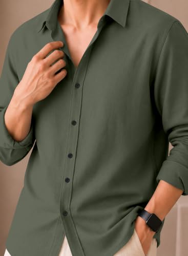 Image of Trendy Threads Men's Stylish Solid Shirt | Full Sleeve Regular Fit Casual Look | Button Down Shirt for Men 