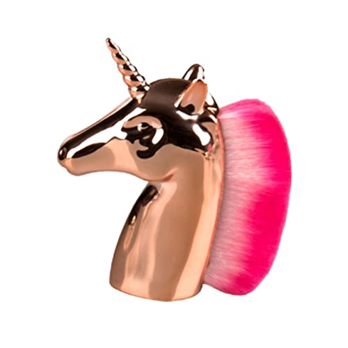 Healeved 1Pc Unicorn Shape Makeup Brush for Women Professional Blush and Foundation Applicator with Golden Handle and Pink Bristles present for Daily Use