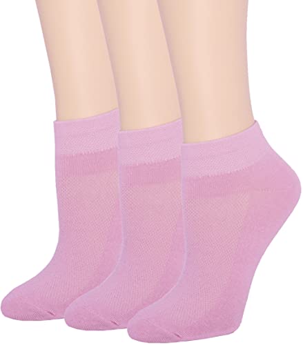 Women's Cotton Athletic Ankle Socks, Ultra Thin Breathable Dry Fit Low Cut Running Ankle Socks - 3 Pairs (Light Pink) #TOP18
