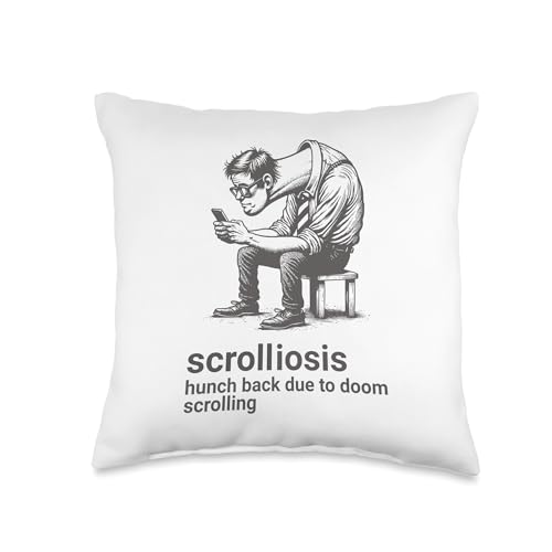 Funny Doom Scrolling Hunchback Throw Pillow