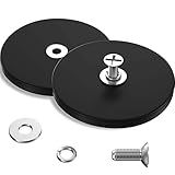 MIN CI Rubber Coated Magnets, 2.59' D x 0.35' H Strong Rare Earth Neodymium Magnets Anti Scratch Waterproof with M6 Female Thread Stud, for Magnetic Camera Mount Outdoor Light Bar Signal Lights, 2Pack