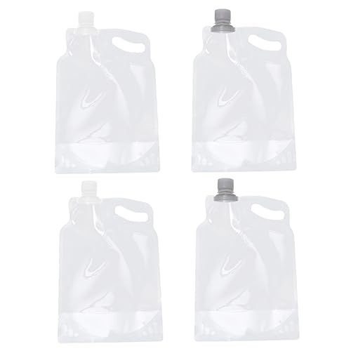 VICASKY 4Pcs Portable Water Bags Foldable Transparent Water Pouches for Outdoor Camping Hiking Travel Lightweight and Easy to Carry for Water Storage and Hydration