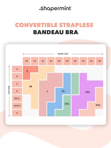 Image of SHAPERMINT Strapless Bra, No-Slip Wireless Bandeau with Sewn-in Cups