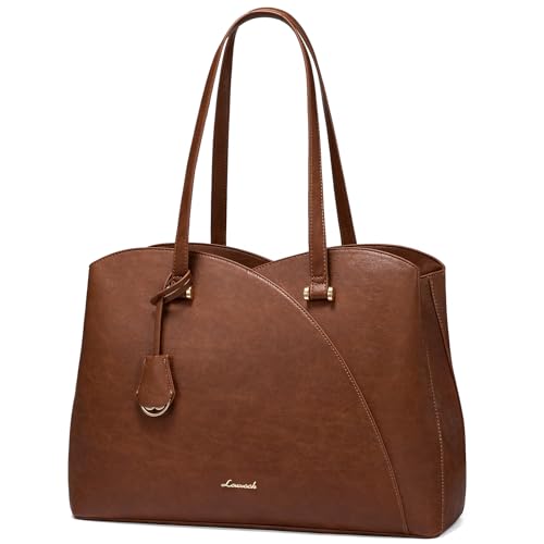 LOVEVOOK Damska torba tote, duża torba na laptopa, torebka na zajęcia do liceum, torba wielofunkcyjna, torba robocza, uniwersytecka, Brązowy, 15,6 Zoll