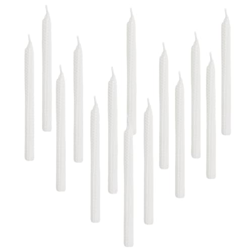 Image of Set of 14 Beeswax Taper Candles, 9 Inch Smokeless Dripless Unscented Canldes, Beeswax Candle for Home Gift Ideas, White Taper Candles Gift for Family and Friends