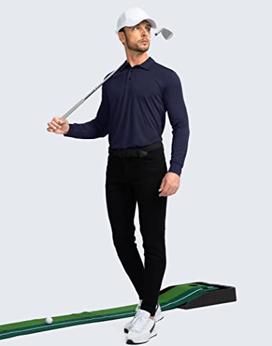 Men's Polo Shirt Long Sleeve Golf Shirts Lightweight Upf 50+ Sun Protection Cool Shirts For Men Work Fishing Outdoor(Navy, L) #TOP5