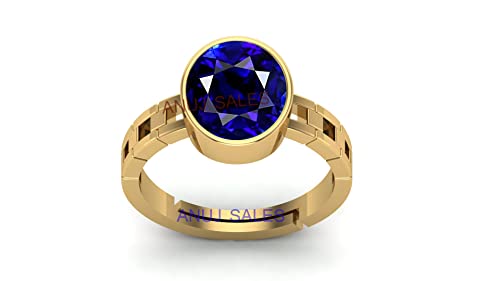 Saphir bleu naturel Neelam 7,25 Ratti bague homme femme S-B0BDCGH5