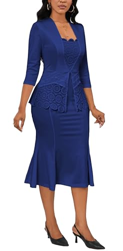 Image of Elegant Church Dress for Women Midi Dresses Work Wear Vintage Pencil Dress for Business Casual Outfits