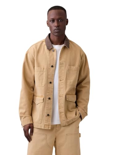 GAP Mens Boxy Denim Chore Jacket Taos Taupe 15-1119 Tcx X-Large