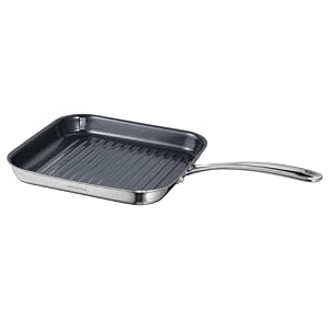 Tramontina Utsava Tri-Ply Clad Stainless Steel 10-Inch Square Grill Pan