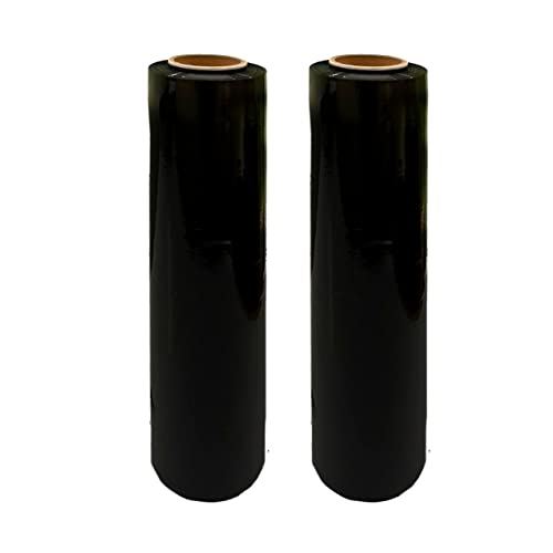 Lot de 2 rouleaux de film étirable résistant pour palettes - Idéal pour l’emballage (maison, déménagement et mobilier) - 400 mm x 250 m, non étendu, 20 microns (noir) Cover