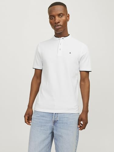 JACK & JONES Herren Jjepaulos Mao Noos Polohemd, Weiß, XL EU – Ansicht 2