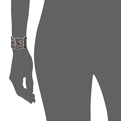 D Exceed Women's Anti Silver Statement Bracelet Lace Filigree Cuff Bracelet Rhinestone Stretch Bangle Bracelet For Ladies 7" #TOP7