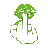 Lipstick Kiss It, Middle Finger 5 inch Lime Indoor Outdoor Vinyl Decal
