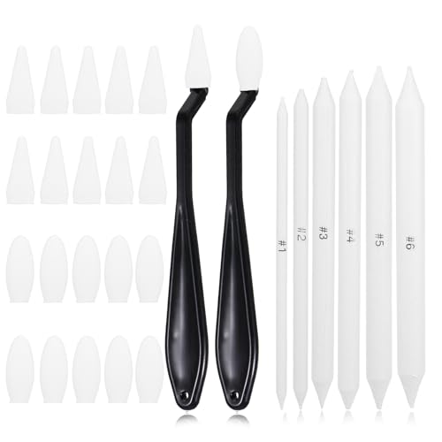 28PCS Oil Pastel Blending Tools, Sponge Pens and Blending Stumps