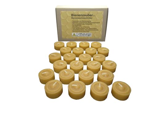 24 beeswax tea lights made of pure beeswax, handmade directly by the beekeeper