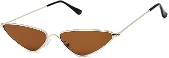 Retro Frameless Cat Eye Sunglasses Womens Fashionable Narrow Frame Sunglasses