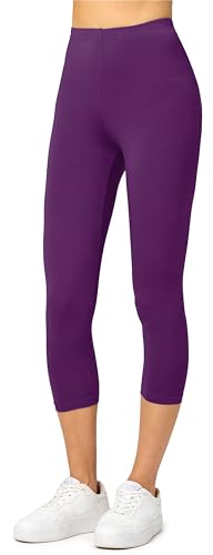 Merry Style Damen Leggings 3/4 Capri Leggings aus Viskose MS10-144 (Pflaume, M)