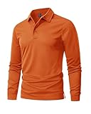 MAGNIVIT Men's Quick Dry Athletic Golf Polo Shirts Workout Running Gym Long Sleeve Tennis Shirts Orange L