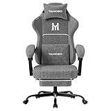 YAMOBO Gaming Chair with Footrest, Ergonomic Video Game Chair with Adjustable Lumbar and Headrest Massage Support, High Back Recliner Comfortable for Office, Game and Study, Grey