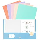 6Pack Folders with Pockets,2-Pocket Colored File Folders,Pastel Colors,8.5x11 Heavy Duty Pocket Folder for Back to School Office Filing Supplies