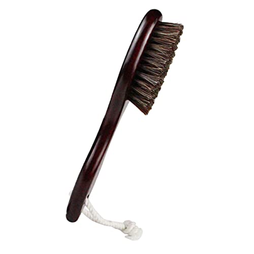 SOESFOUFU Natural Wood Handle Vented Hair Brush Tangle Brush Beard Brush Men's Face Cleaning Brush Curved Shaving Brush Wool Brush (dark)