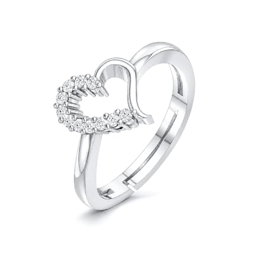 Image of Miss Highness 925 Sterling Silver Ring for Women | Adjustable Heart Ring | Certified Pure Silver Jewellery | Office Wear Finger Rings | Gift for Wife, Girlfriend, Anniversary & Girls Birthday