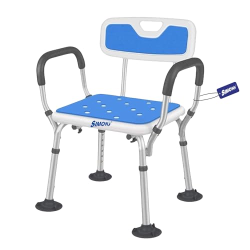 Image of Simon's Aqua-TUF Heavy-Duty Bath Chair for Elderly, Senior Citizens to sit and take Bath, Shower Bench with Jumbo Suction Grips Base | Height Adjustable & Tool-Free Assembly - Blue - Pack of 1