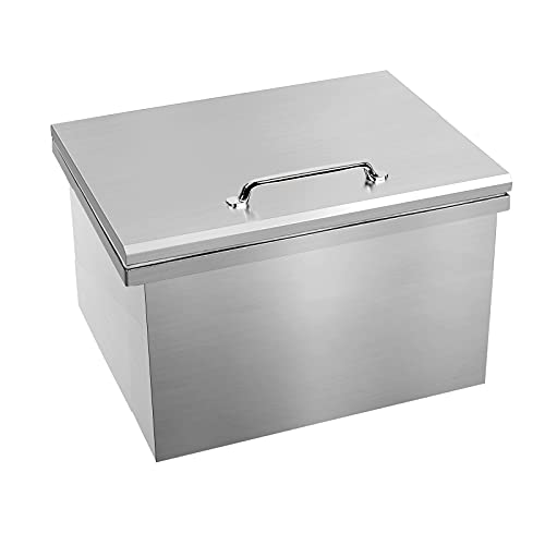 Karpevta Drop-in Ice Chest Stainless Steel Outdoor Drop In Ice Chest W23D17H12 Inch with Cover Drop In Ice Bin Cooler