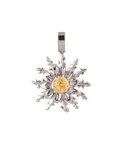 Eguzkilore Colgante Plata de Ley 925mm Bicolor - Tamaño Diámetro 21mm - Colgante plata mujer sin cadena - Símbolo Protector - Regalos originales para mujer - Diseño Original
