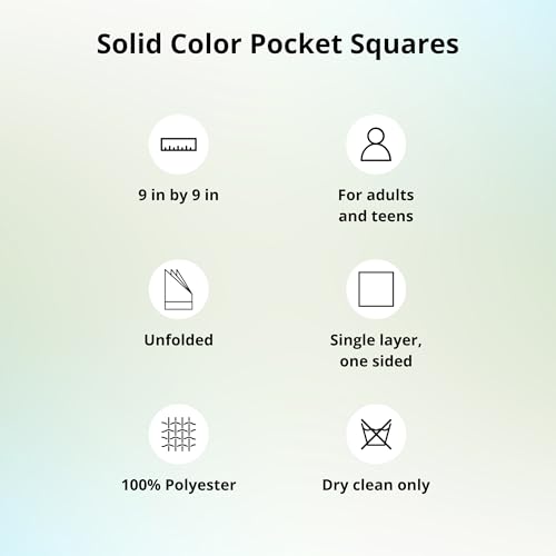 Image of tiemart Solid Color Pocket Squares for Men | For Suits, Perfect for Wedding Parties, 12 x 12 inch / 30 x 30 cm