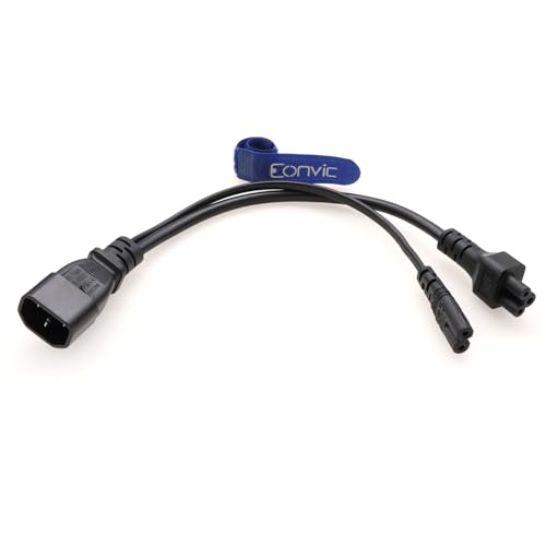 Eonvic IEC320 C14 a C5+C7 Y adattatore splitter cavo di alimentazione 250 V 2.5 A per laptop monitor e computer