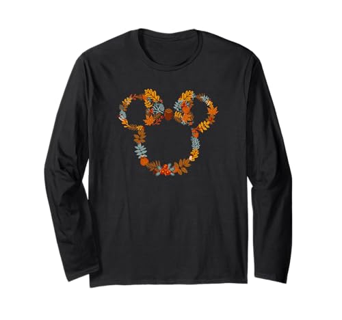 T-shirt Mickey Disney en maille douce à manches longues arborant le motif feuilles dorées