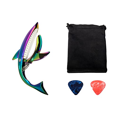 Cheerock Zinc Alloy Guitar Capo Cute Shark Shape Capo with Carrying Case for Classical Electric Guitar and Ukulele, Ideal Gift f