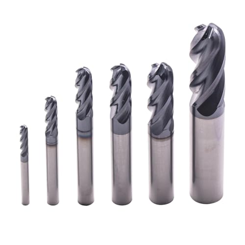 Image of BestParts High Performance 6Pcs Solid Carbide Ball Nose End Mills Set 1 /8 inch, 3 /16 inch, 1 /4 inch, 5 /16 inch, 3 /8 inch, 1 /2 inch - AlTiN Coated, 4 Flute, 30 Degree Helix, End Mill Bit Set, CNC Router Bit