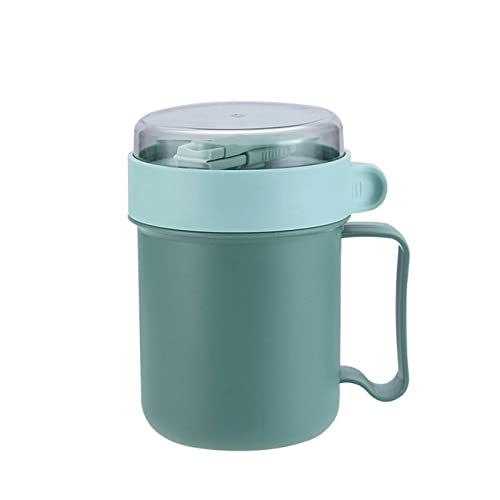 Bento Boxes 500 ml Fiambrera portátil con aislamiento térmico para alimentos, taza de desayuno, a prueba de fugas, sopa, leche, termo con cuchara (color: verde)