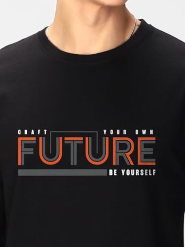 Image of Bewakoof Men's 100% Cotton Graphic Print Regular Fit Full Sleeve Round Neck T-Shirt | Tshirt for Men Cotton| Casual Wear | Street Wear